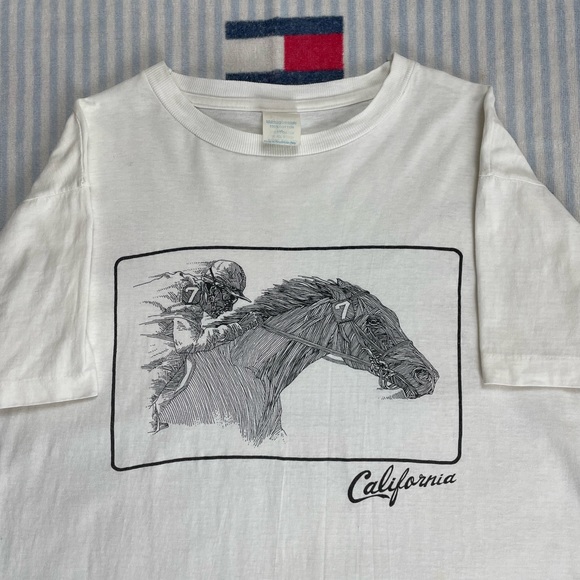 Vintage Horse Racing Jockey California Cali short sleeve tee shirt - Picture 3 of 16
